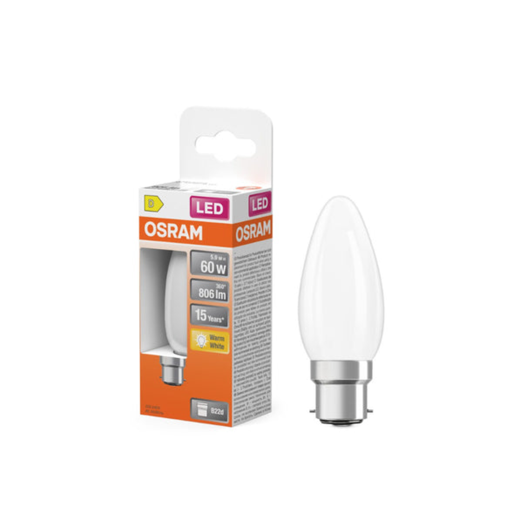 OSRAM CANDLE LAMP B22 60W FROSTED